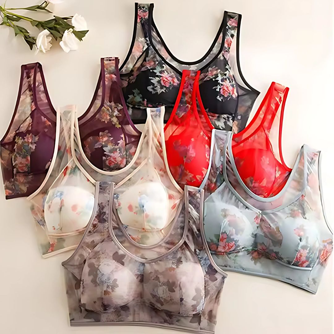 Pack Of 6 Ice Silk Lace Cooling Summer Bras
