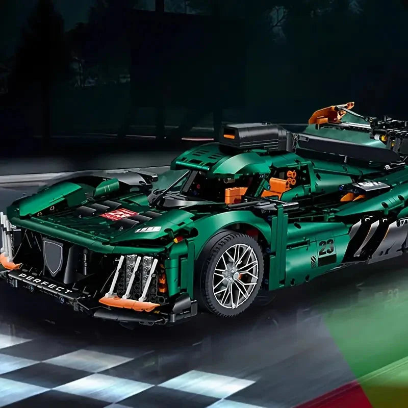 HEYA Toys 3788+pcs Cool Racing Car Building Blocks Set, Green ABS Plastic, Fashionable Vehicle Model