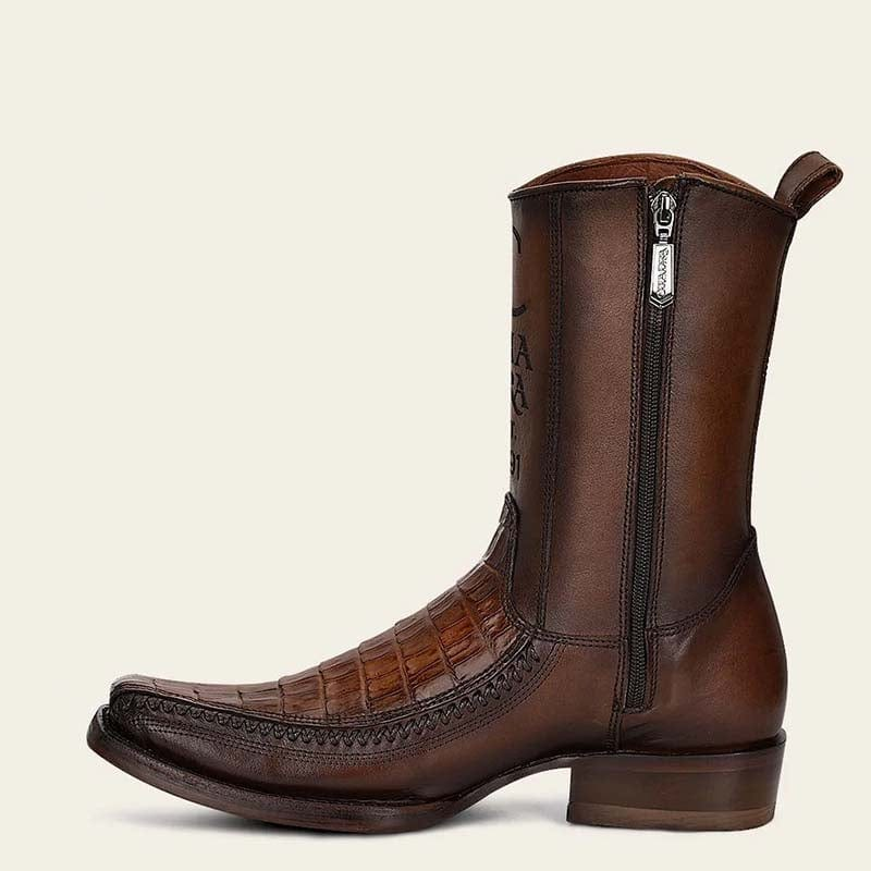 Men's Cowboy Boot In Genuine Ostrich Leather And Bovine Leather