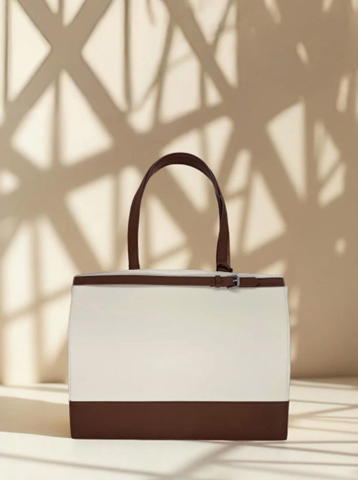 Leather tote bag with insulated compartment