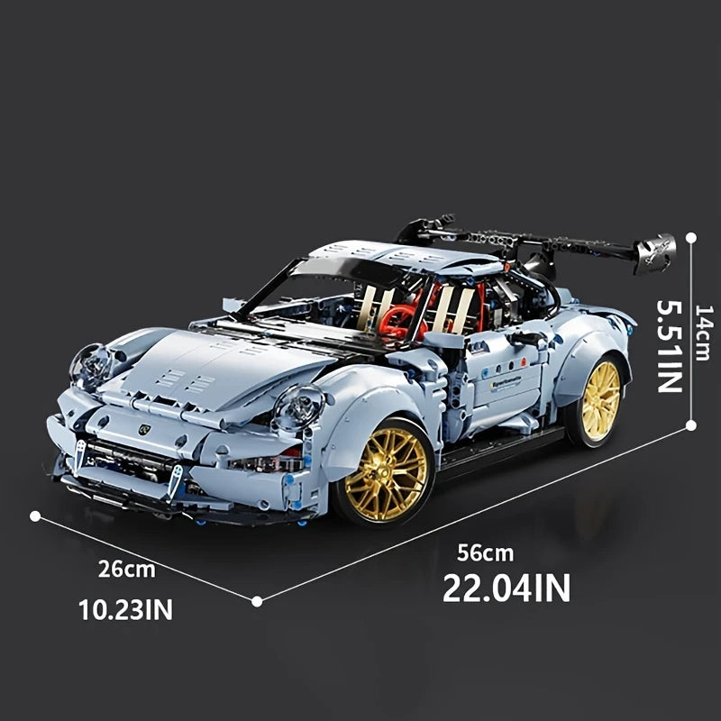 Blue Lowrider Sports Car Building Blocks Set