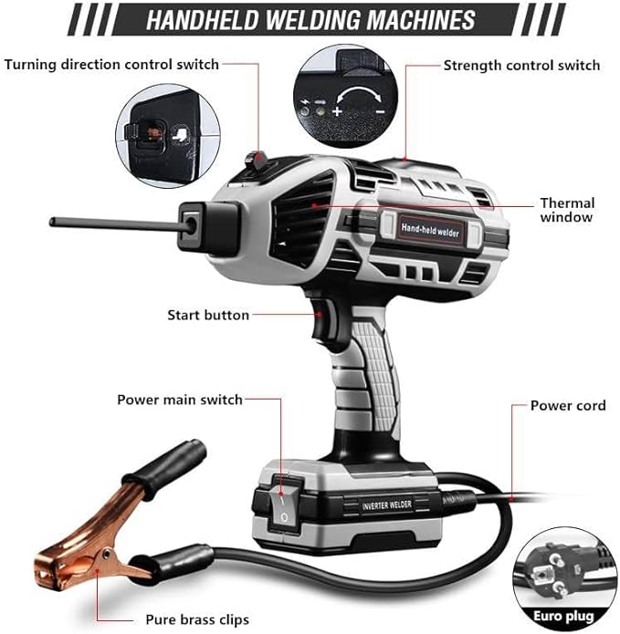 Portable ARC Welder Machine Gun, 4600W IGBT Standing Handheld Welding Machine, 6 variable current adjustment, Welder Machine Kit
