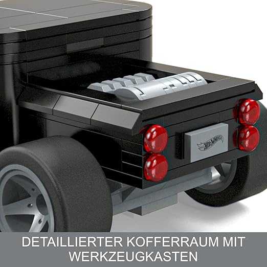 Mega Hot Wheels Collectible Car Building Toy, Bone Shaker with 334 Pieces and Die-Cast Model, Build & Display Set for Collectors, Black and Chrome