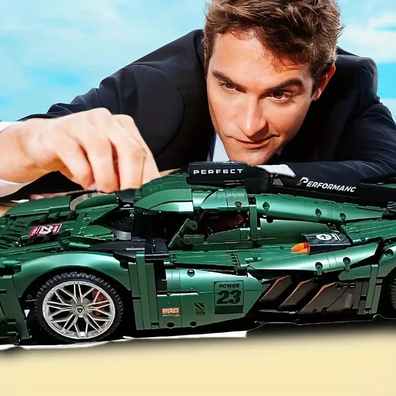 HEYA Toys 3788+pcs Cool Racing Car Building Blocks Set, Green ABS Plastic, Fashionable Vehicle Model