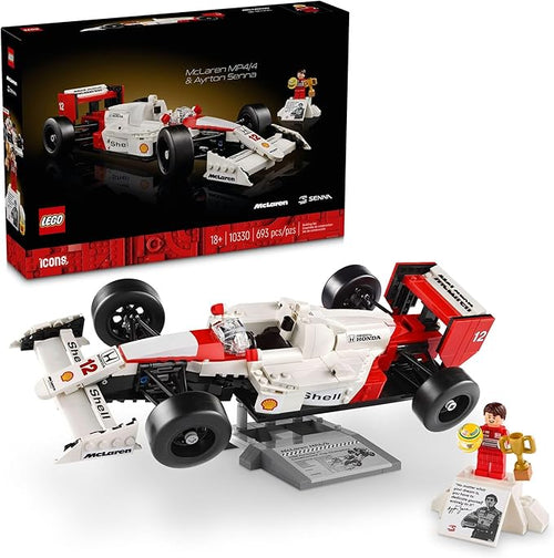 LEGO Icons McLaren MP4/4 & Ayrton Senna Minifigure Model Car Kit - Buildable F1 McLaren Set