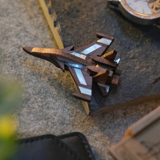 SUKHOI SU-30MKI Mother of Pearl Wooden Brooch - The Master