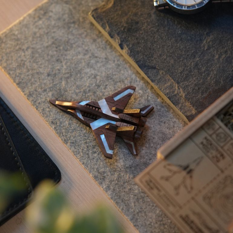 MIKOYAN MIG-29 Mother of Pearl Wooden Brooch