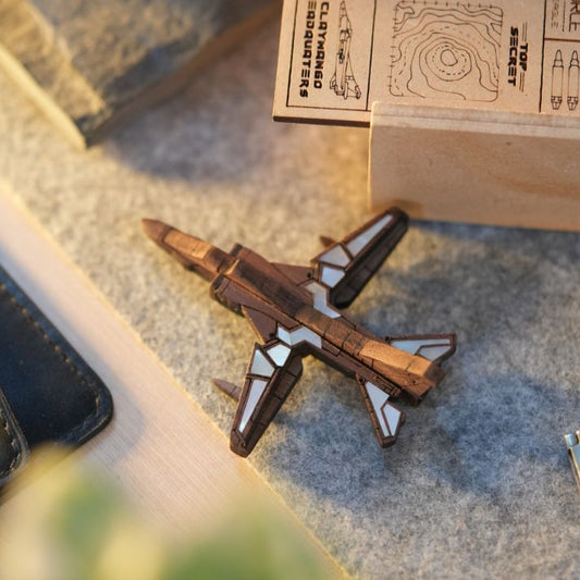 MIKOYAN MIG-27 Mother of Pearl Wooden Brooch