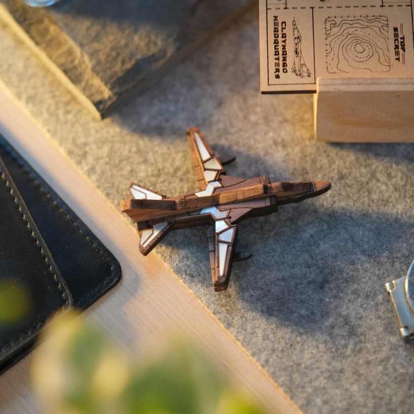 MIKOYAN MIG-27 Mother of Pearl Wooden Brooch