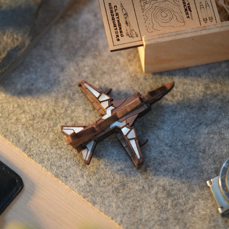MIKOYAN MIG-27 Mother of Pearl Wooden Brooch