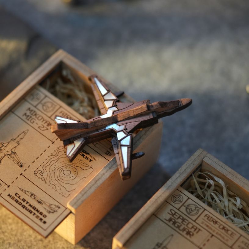 MIKOYAN MIG-27 Mother of Pearl Wooden Brooch