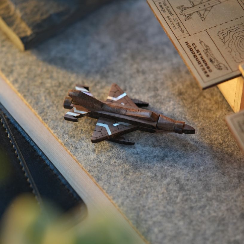 MIKOYAN MIG-21 Mother of Pearl Wooden Brooch