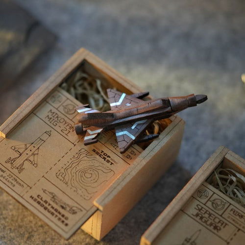 MIKOYAN MIG-21 Mother of Pearl Wooden Brooch