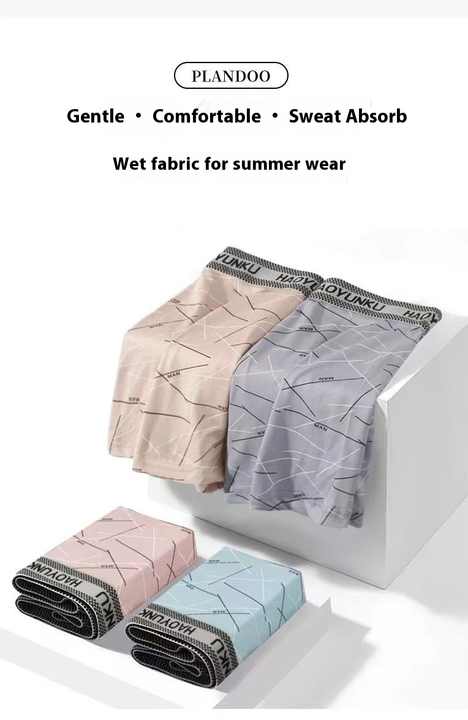 Men's Sexy Underwear Custom Made with Logo Silk Spandex Seamless Boxer