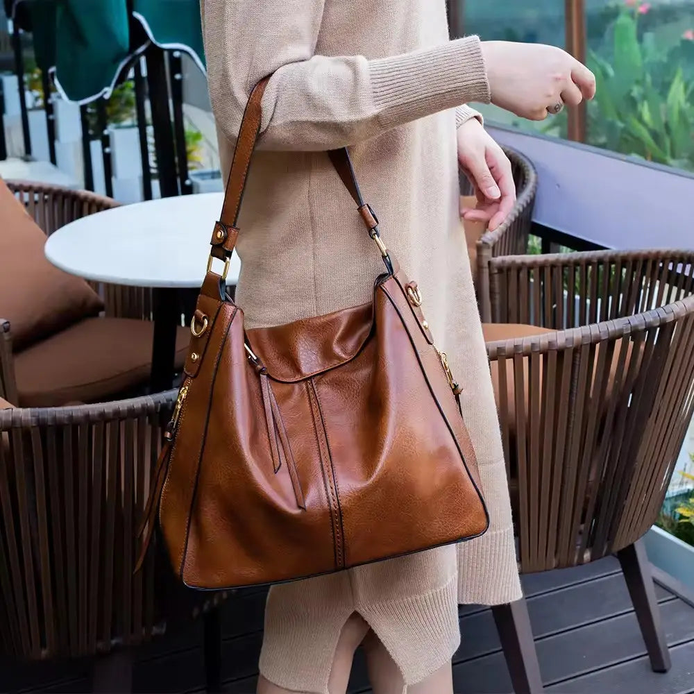 Luxury Leather Hobo Handbag