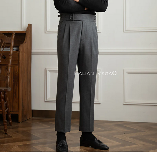 Deep Grey And Black Exotic Herringbone Formal Gurkha Pants (pack of 2)