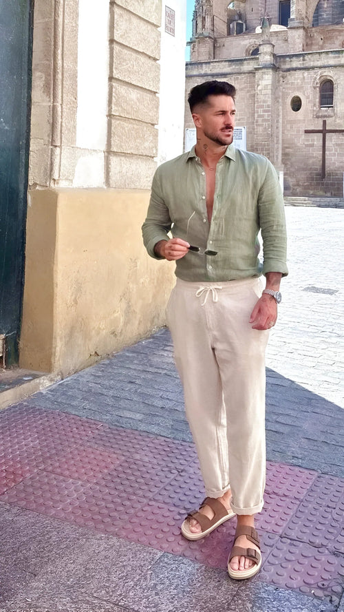 Linen Combo (Olive & Beige)