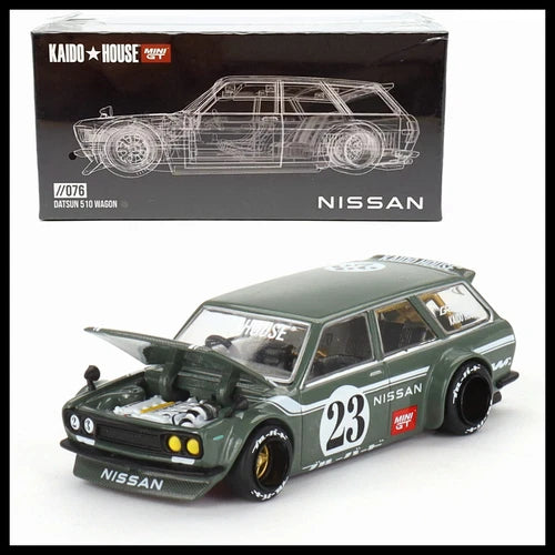 KAIDO HOUSE x Mini GT 076 Datsun KAIDO 510 Wagon CARBON FIBER V3 New