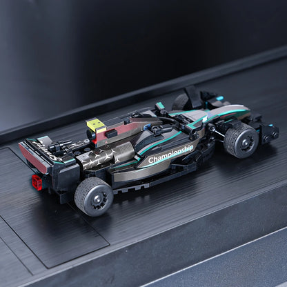 Black W15 boy racing car model, racing car MOC building block set