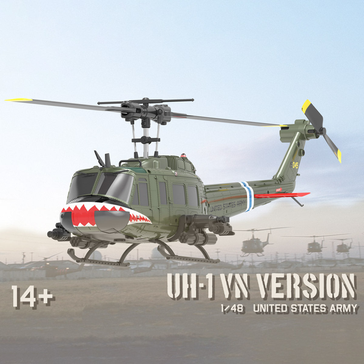 C032 1/48 Scale UH-1 Huey 2.4G 6CH Flybarless RC Helicopter Model (RTF Version)