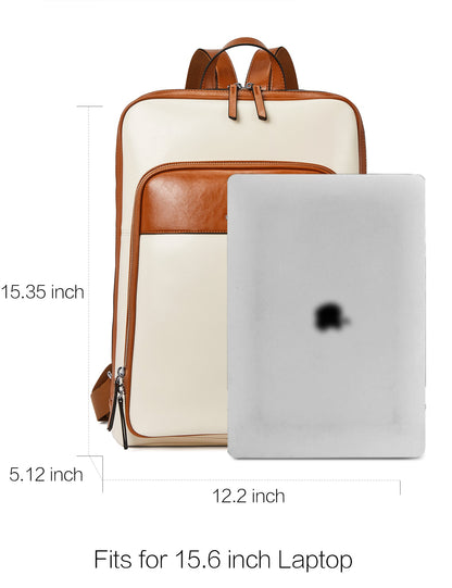 Vintage Leather Laptop College Travel Backpack