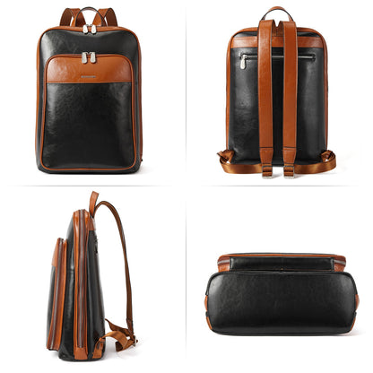Vintage Leather Laptop College Travel Backpack