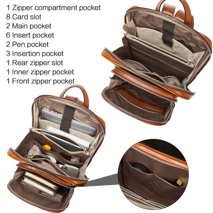 Vintage Leather Laptop College Travel Backpack