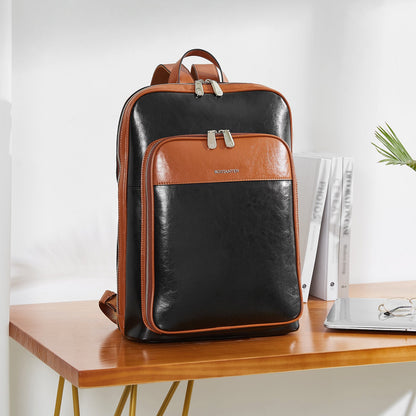 Vintage Leather Laptop College Travel Backpack