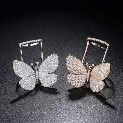 Flying Butterfly Diamond Ring - 18KT Gold Plated (Re-Sizable)