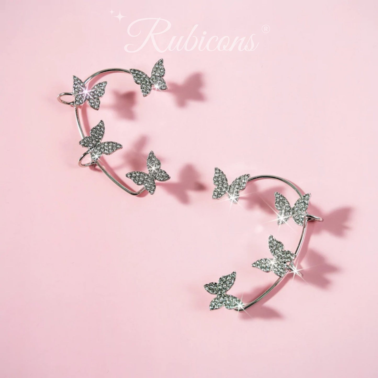 Crystal Butterfly Cuff Earrings (PAIR)