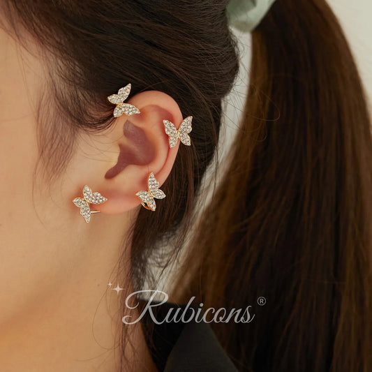 Crystal Butterfly Cuff Earrings (PAIR)