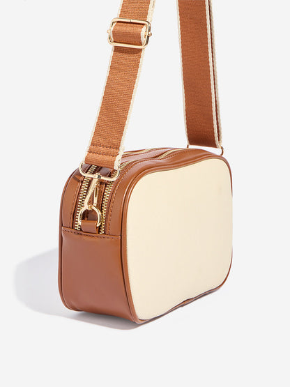 Beige Belted Crossbody Bag