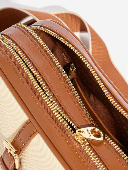 Beige Belted Crossbody Bag