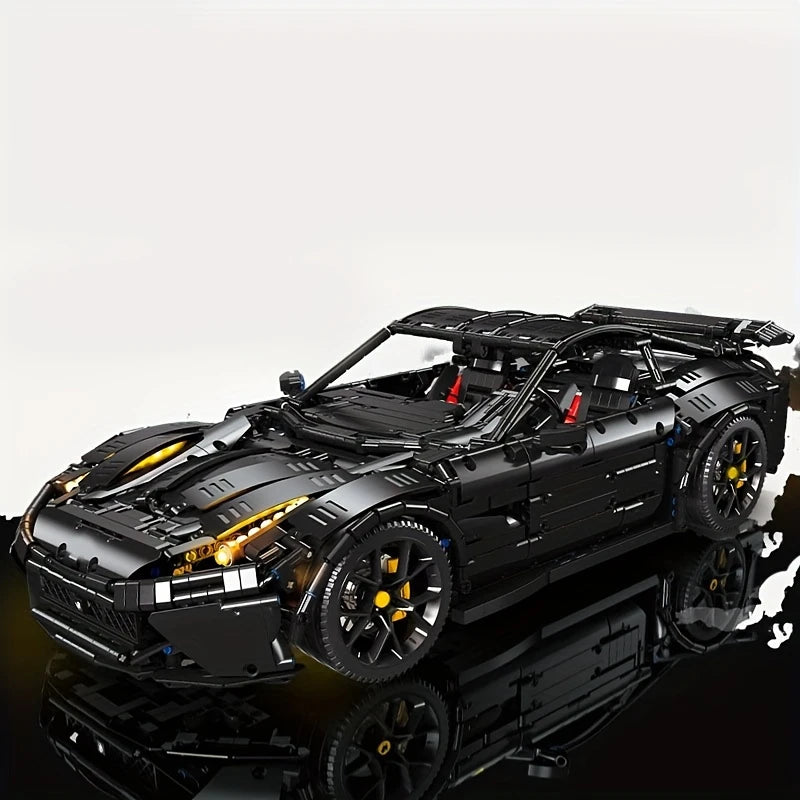 Black Sports Car Building Blocks Set, High Difficulty MOC Model