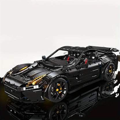 Black Sports Car Building Blocks Set, High Difficulty MOC Model