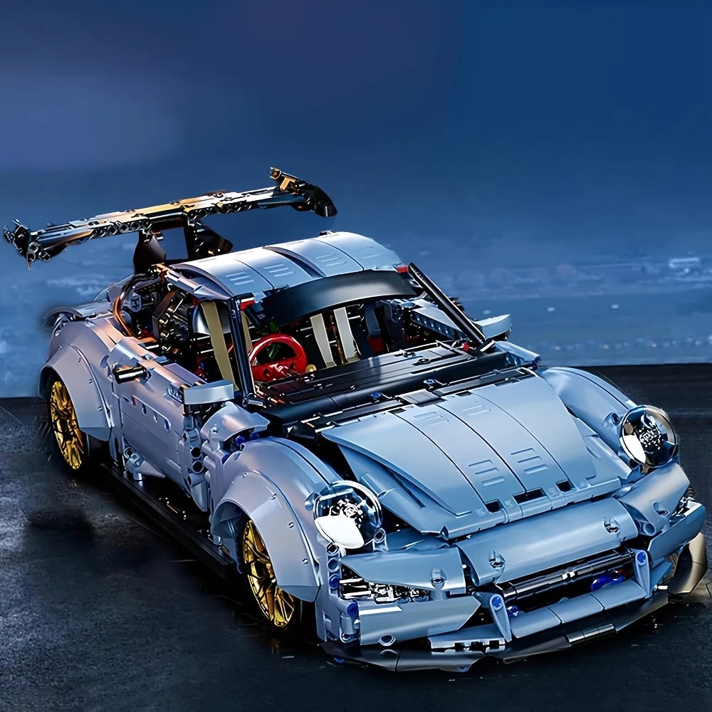 Blue Lowrider Sports Car Building Blocks Set