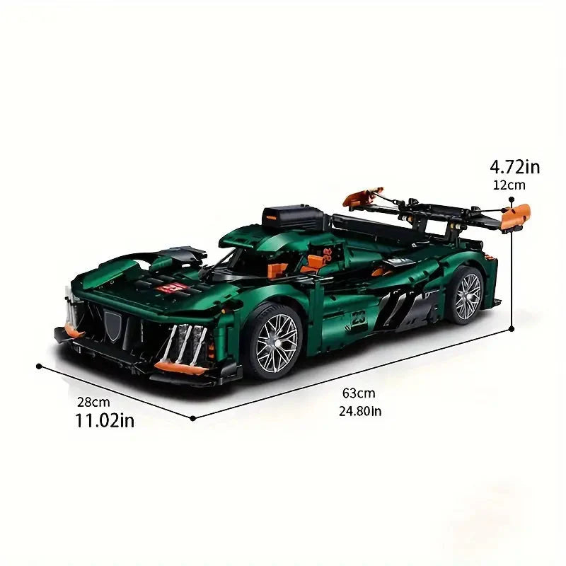 HEYA Toys 3788+pcs Cool Racing Car Building Blocks Set, Green ABS Plastic, Fashionable Vehicle Model