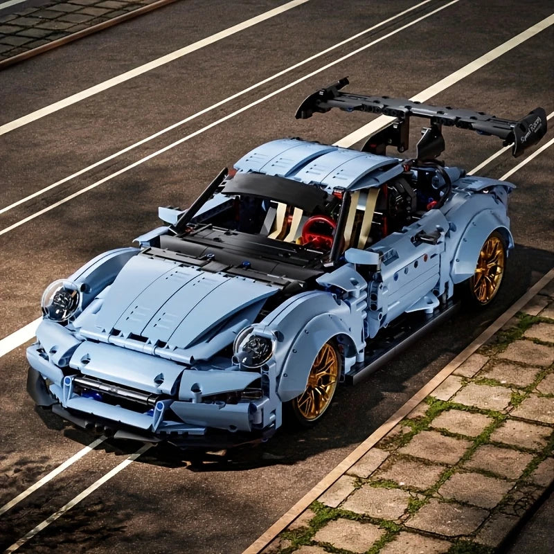 Blue Lowrider Sports Car Building Blocks Set