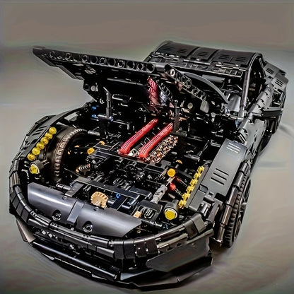 Black Sports Car Building Blocks Set, High Difficulty MOC Model