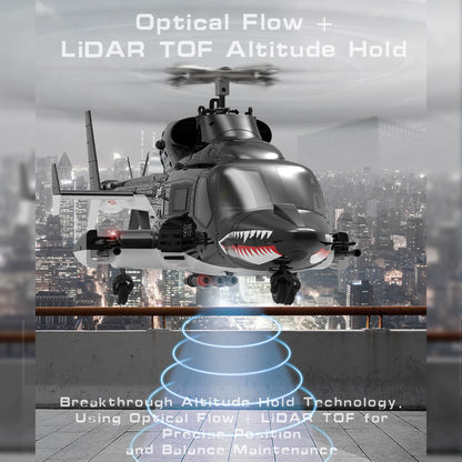 WOLFBUSH AW-911 Airwolf 1/34 Scale 2.4G 9CH Flybarless RC Helicopter Model with 6G/3D Stunt Mode and GPS Positioning (RTF Version/ Mode 1/Mode 2 Switchable)