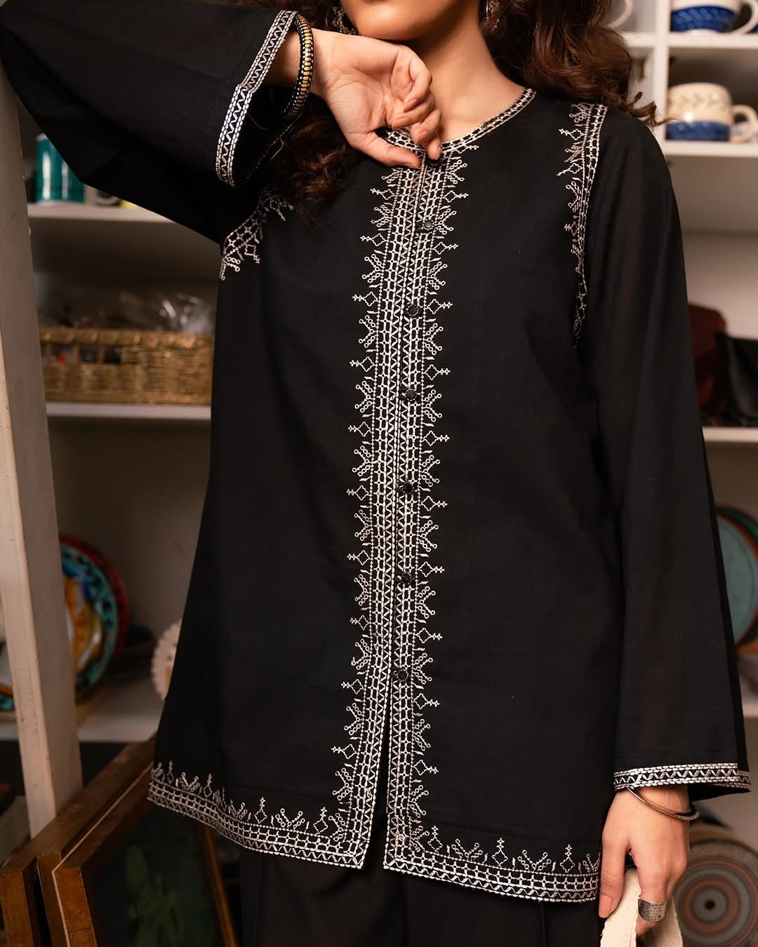 Sleek -Embroidered 2pc Suit