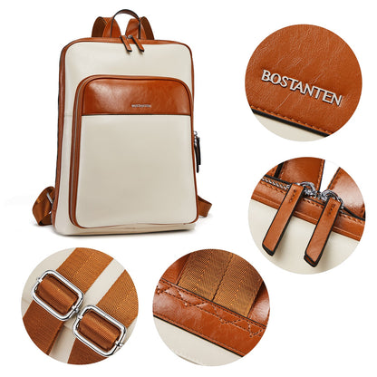 Vintage Leather Laptop College Travel Backpack