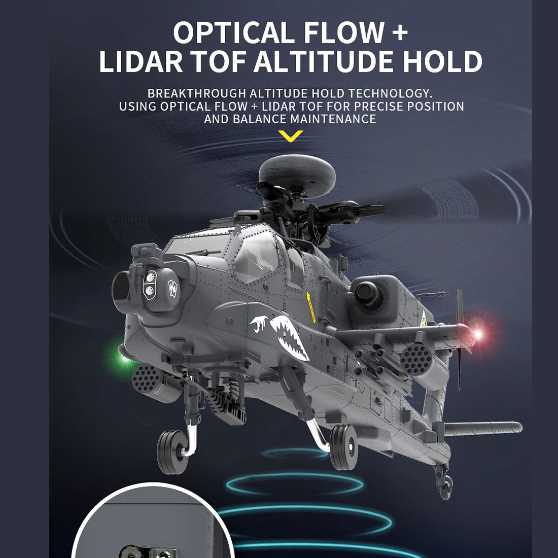 YU XIANG Apache GPS Helicopter F11-S AH64 1/32 Scale 2.4G 6CH RC Dual-axis Co-drive Flybarless 6G/3D Stunt