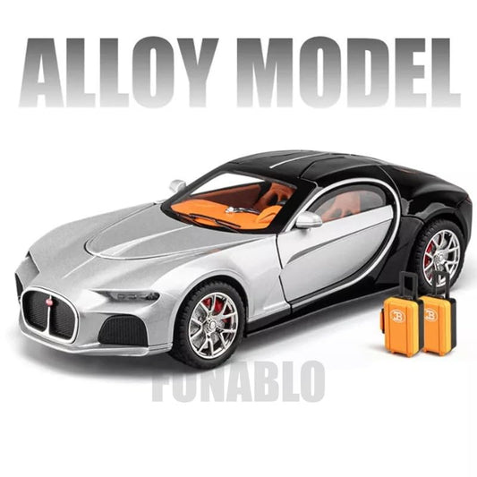 :24 Scale Bugatti Atlantic Alloy Car Model Diecast Toy Vehicles for Kids, with Lights and Music
