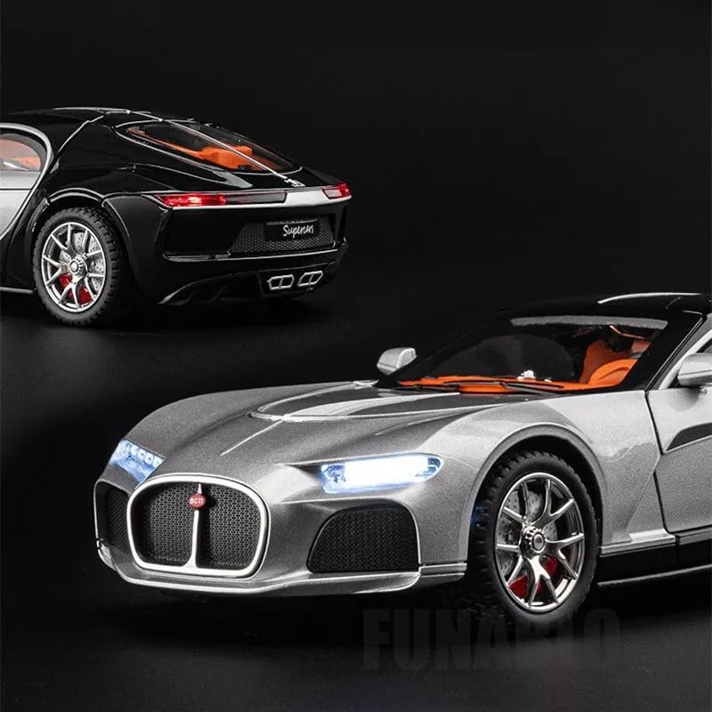 :24 Scale Bugatti Atlantic Alloy Car Model Diecast Toy Vehicles for Kids, with Lights and Music