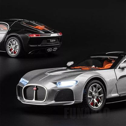 :24 Scale Bugatti Atlantic Alloy Car Model Diecast Toy Vehicles for Kids, with Lights and Music