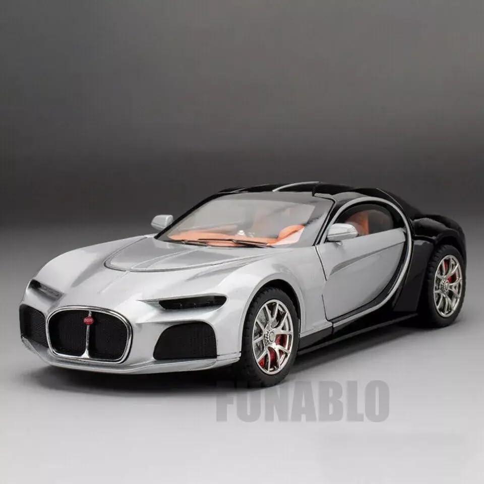 :24 Scale Bugatti Atlantic Alloy Car Model Diecast Toy Vehicles for Kids, with Lights and Music