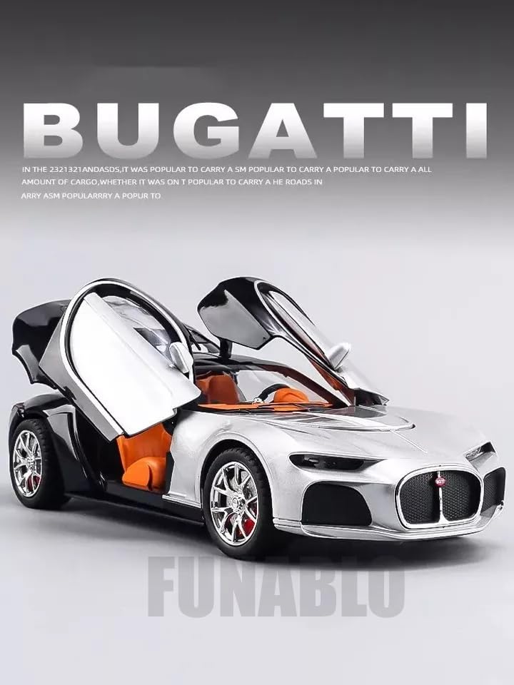 :24 Scale Bugatti Atlantic Alloy Car Model Diecast Toy Vehicles for Kids, with Lights and Music