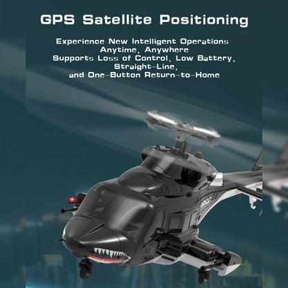 WOLFBUSH AW-911 Airwolf 1/34 Scale 2.4G 9CH Flybarless RC Helicopter Model with 6G/3D Stunt Mode and GPS Positioning (RTF Version/ Mode 1/Mode 2 Switchable)