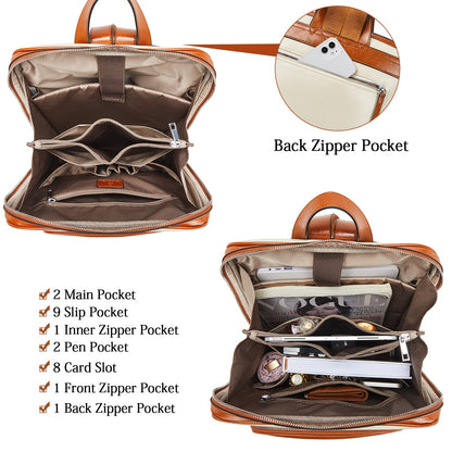 Vintage Leather Laptop College Travel Backpack